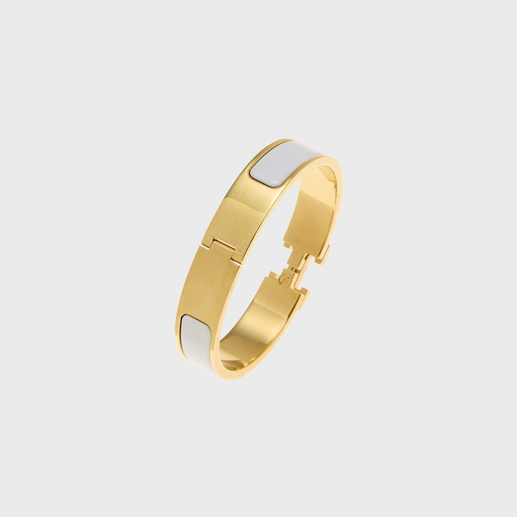 WGACA Hermes Clic H Bracelet Narrow - White / Gold