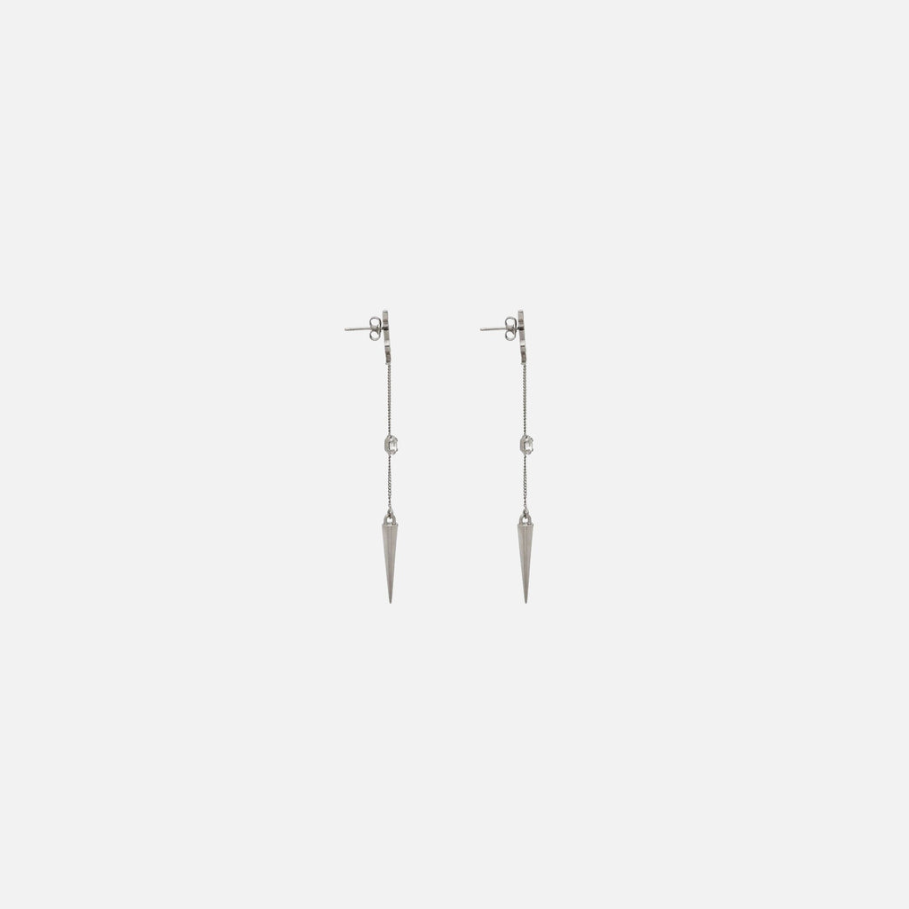 Saint Laurent YSL Rhinestone Spike Earrings - Palladium