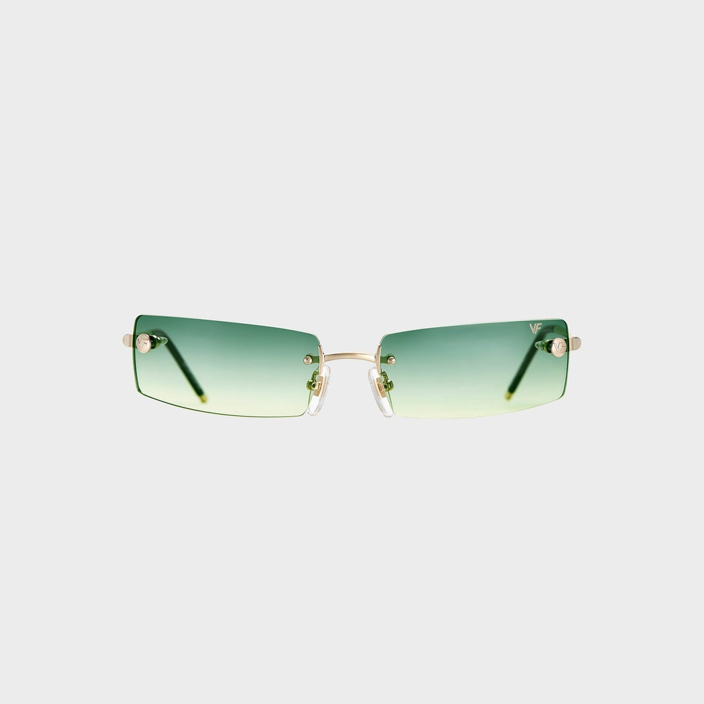 Vintage Frames Mykonos Rimless Drill Mount Sunglasses - Green Yellow
