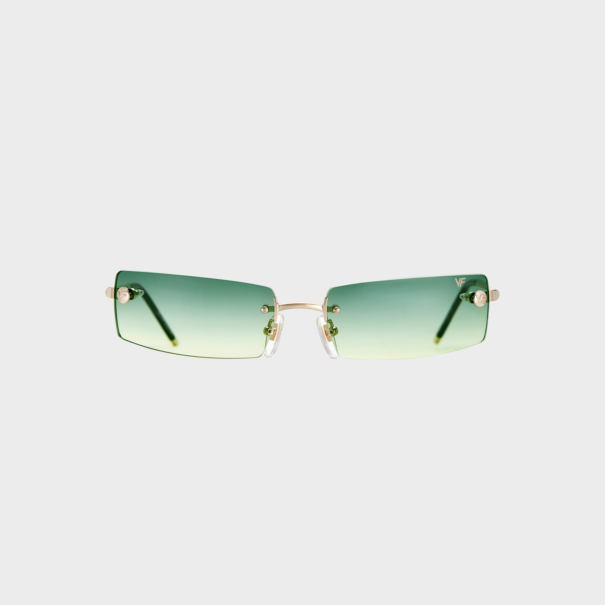 Vintage Frames Mykonos Rimless Drill Mount Sunglasses - Green Yellow