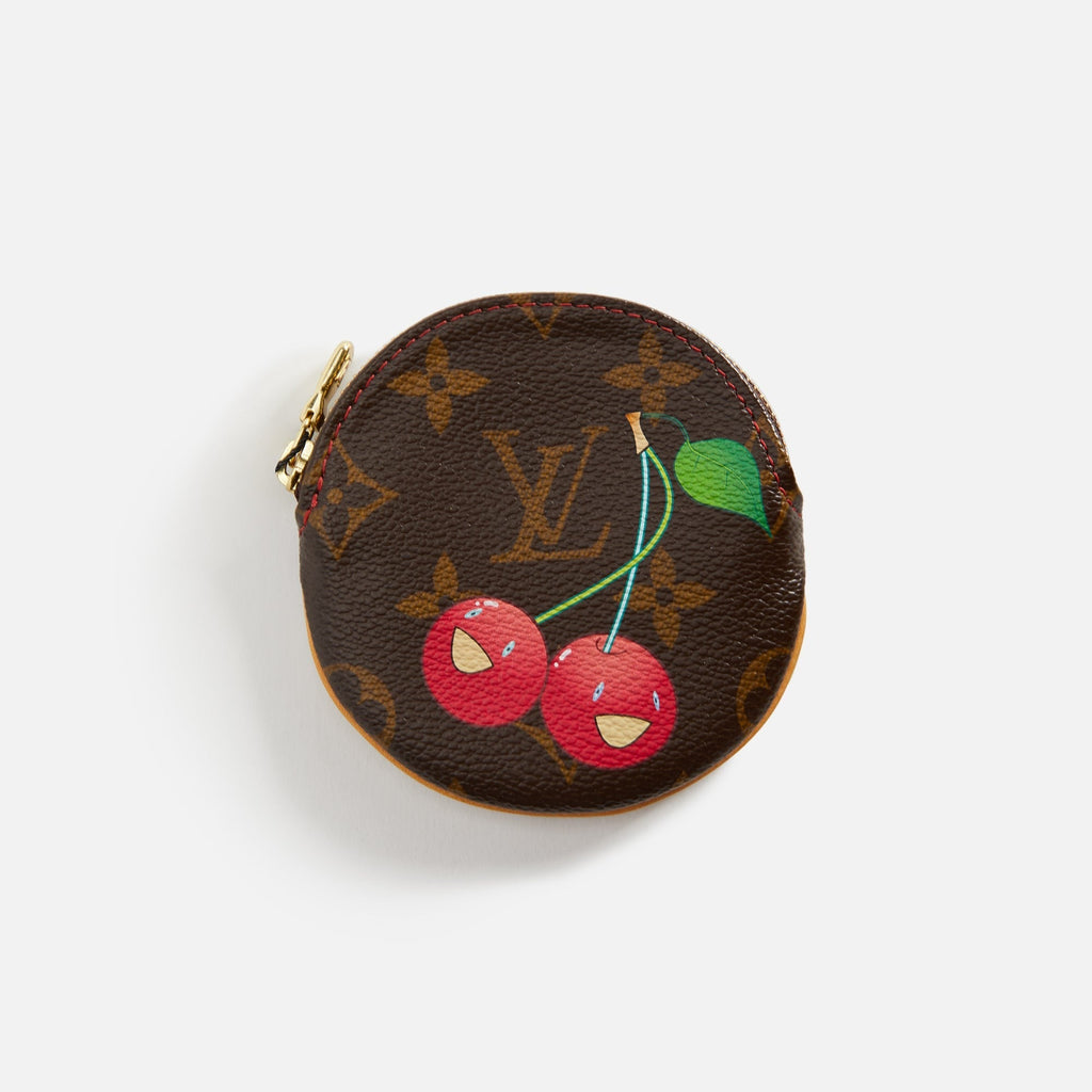 WGACA Louis Vuitton x Takashi Murakami Cherry Porte Monnaie Round Coin Purse - Brown