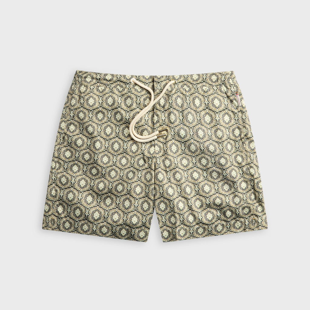 Orlebar Brown Bulldog Classic Fit Swim Short with Passetto Print - Bayleaf Green