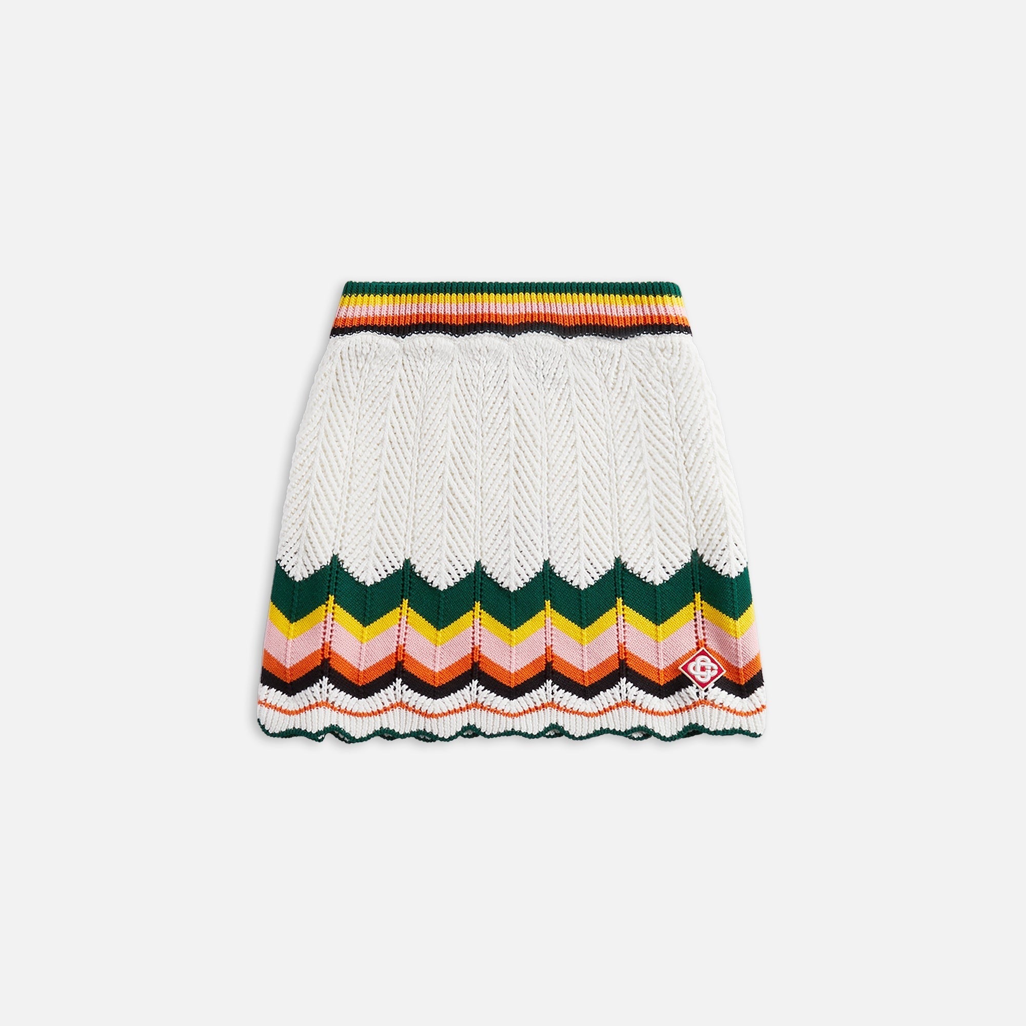 Casablanca Chevron Lace Skirt - White