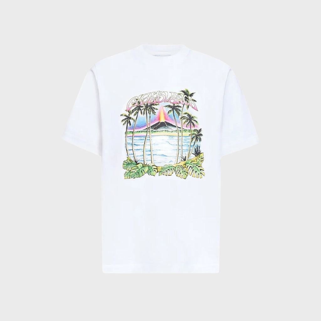 Casablanca Volcano-Print Logo Tee - White