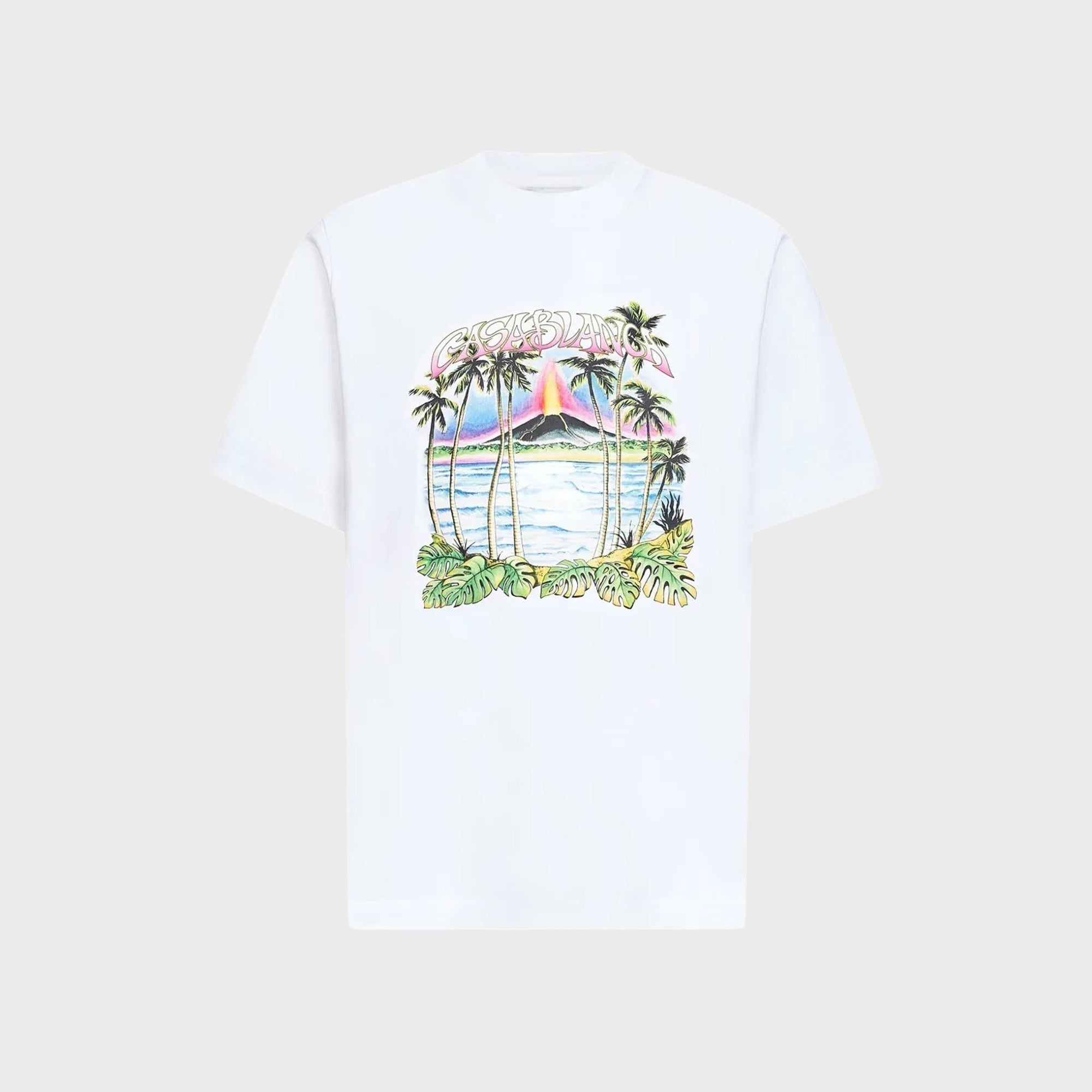 Casablanca Volcano-Print Logo Tee - White